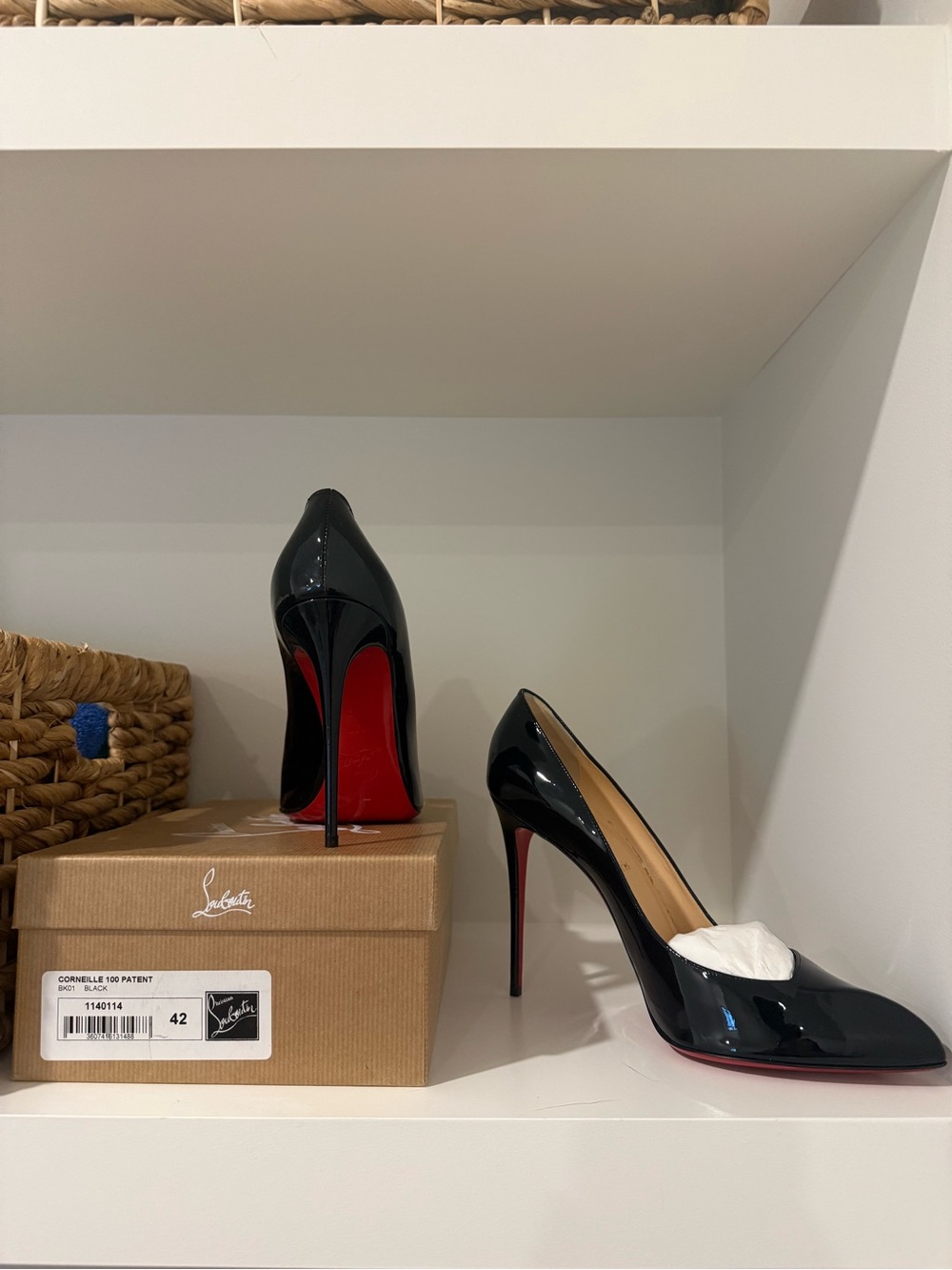 Christian Louboutin Cornielle 100 Patent Black Pumps Size 42
